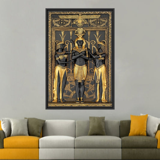 Modern Egypt Canvas Print: Anubis Hieroglyph Art, Personalized Gift, Luxury Wall Decor