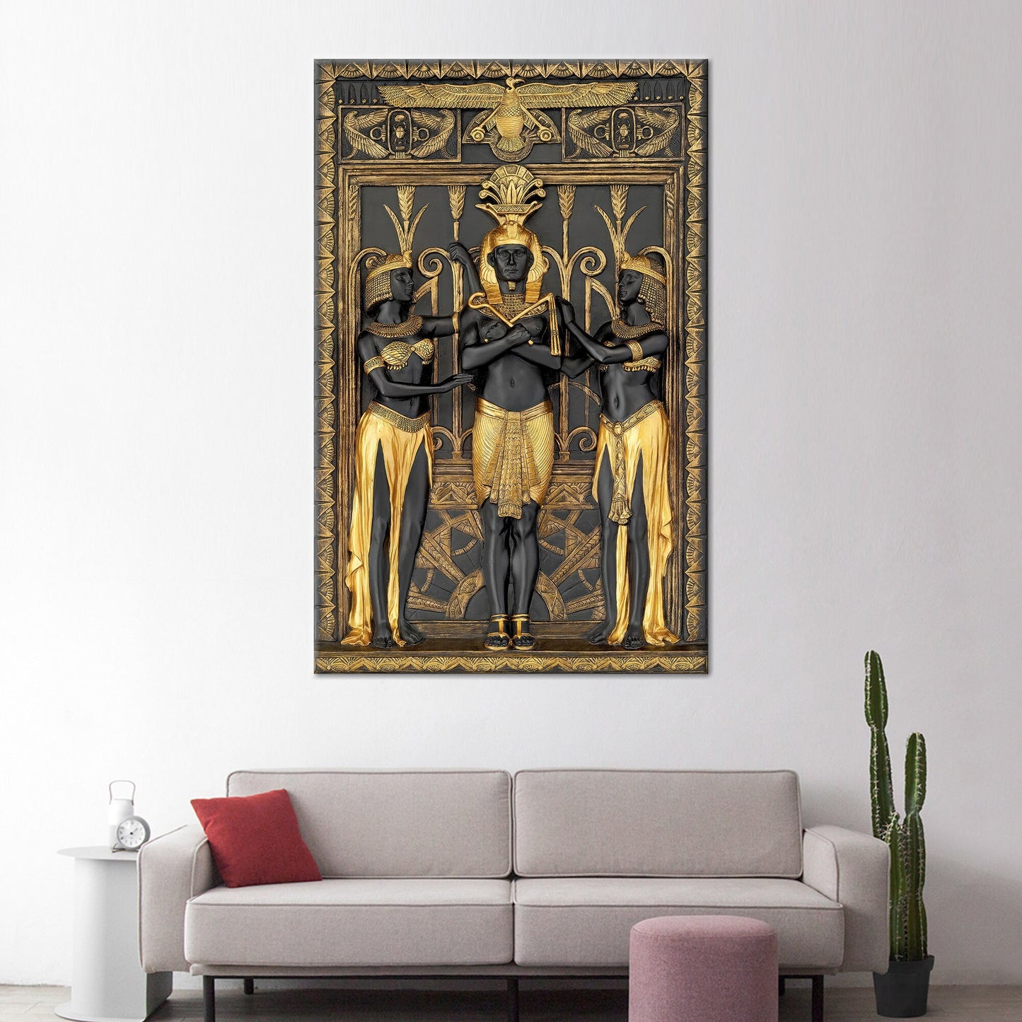 Modern Egypt Canvas Print: Anubis Hieroglyph Art, Personalized Gift, Luxury Wall Decor
