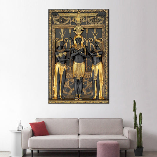 Modern Egypt Canvas Print: Anubis Hieroglyph Art, Personalized Gift, Luxury Wall Decor