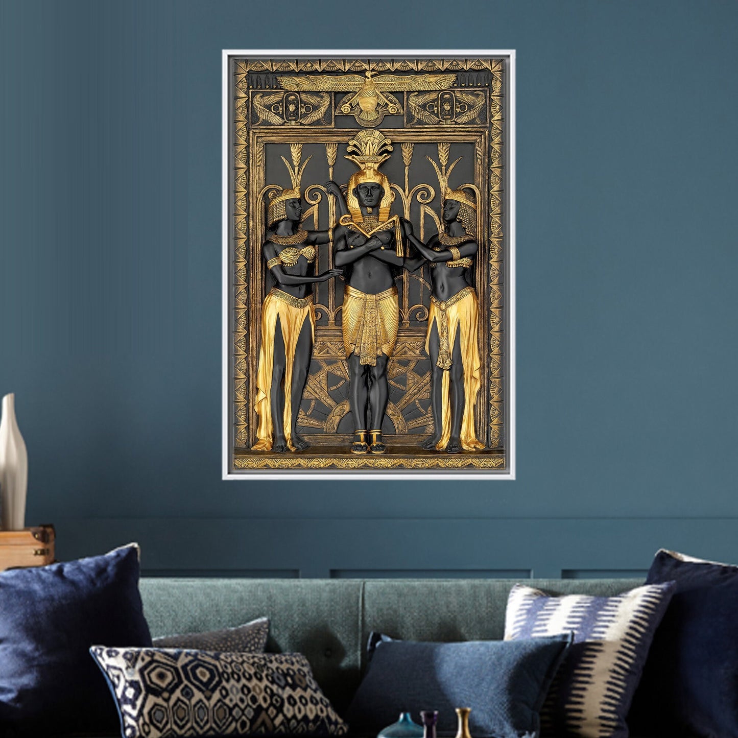 Modern Egypt Canvas Print: Anubis Hieroglyph Art, Personalized Gift, Luxury Wall Decor