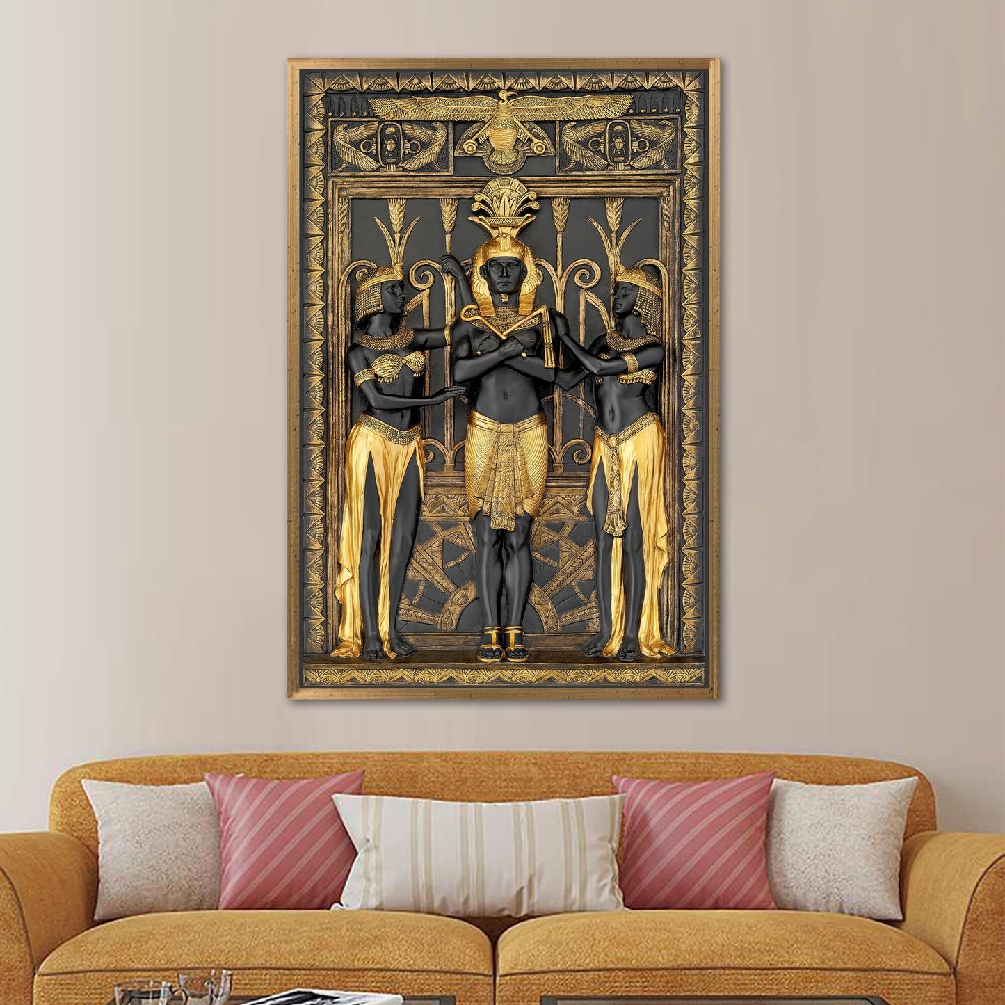 Modern Egypt Canvas Print: Anubis Hieroglyph Art, Personalized Gift, Luxury Wall Decor
