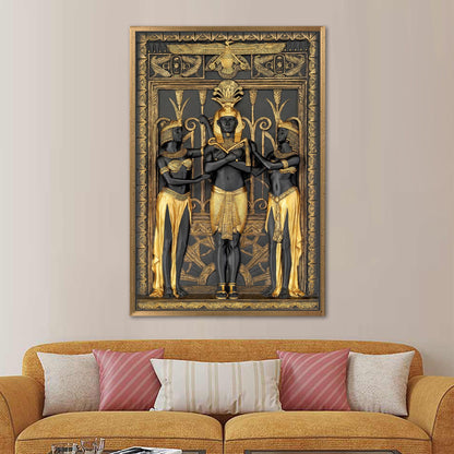 Modern Egypt Canvas Print: Anubis Hieroglyph Art, Personalized Gift, Luxury Wall Decor