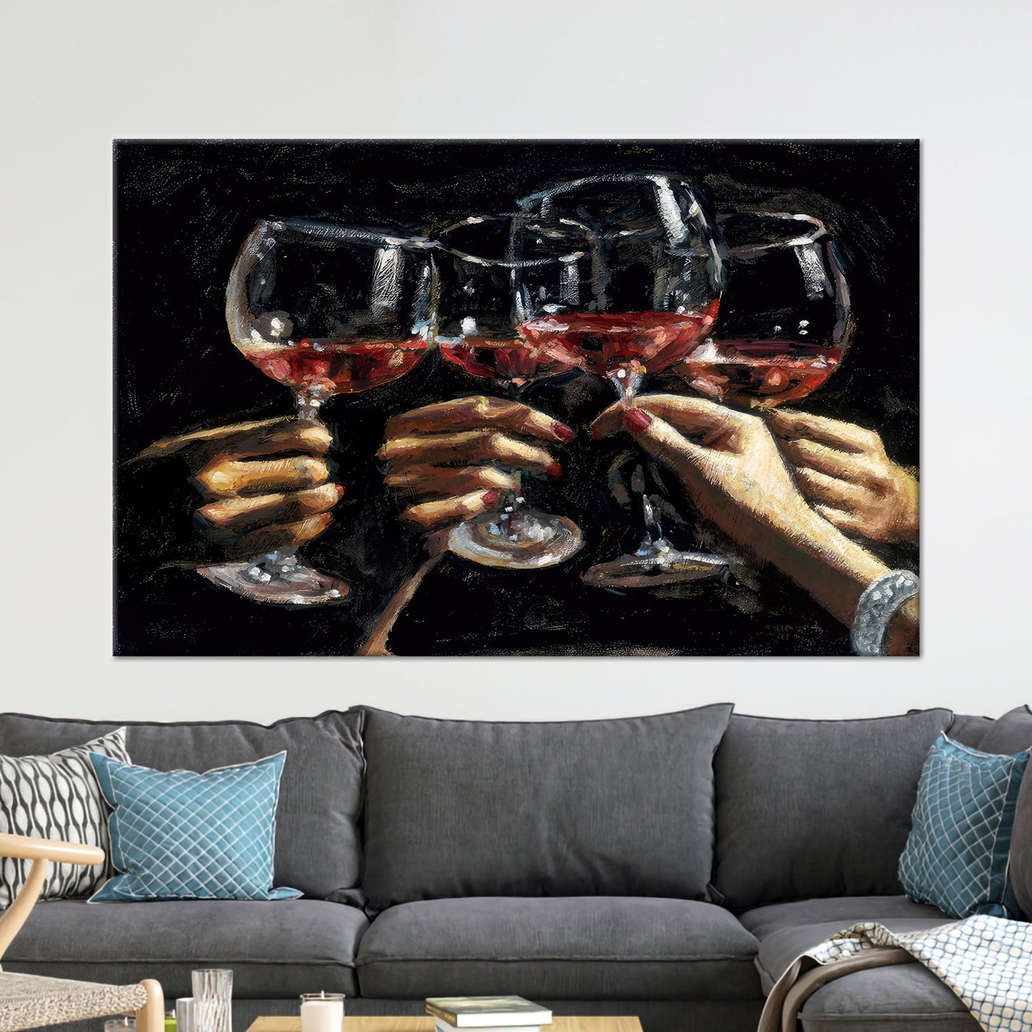 Wine Pub Glasses Cheers Canvas Print