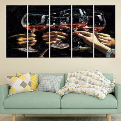 Wine Pub Glasses Cheers Canvas Print