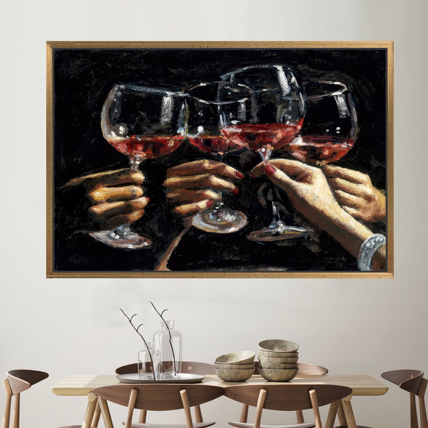 Wine Pub Glasses Cheers Canvas Print