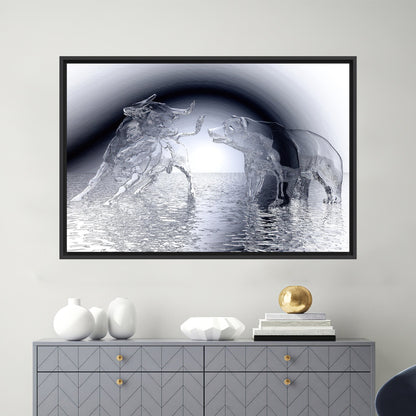 Modern Bull and Bear Canvas Art, Abstract Wall Decor, Personalized Gift, Modern Wall Art