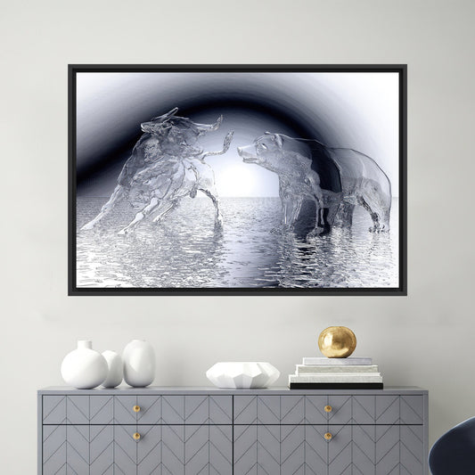 Modern Bull and Bear Canvas Art, Abstract Wall Decor, Personalized Gift, Modern Wall Art