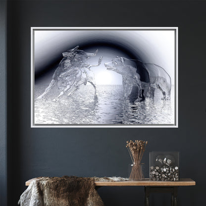 Modern Bull and Bear Canvas Art, Abstract Wall Decor, Personalized Gift, Modern Wall Art