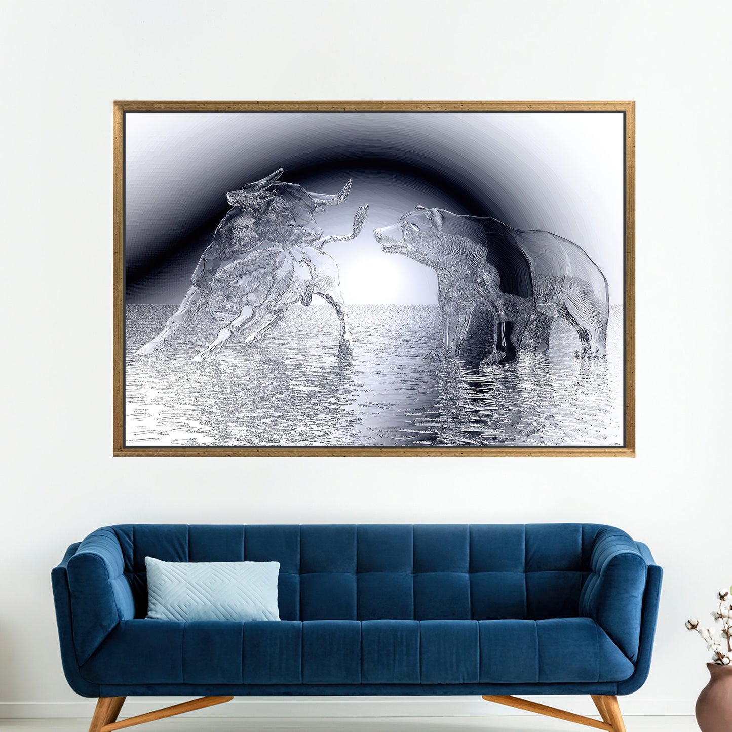 Modern Bull and Bear Canvas Art, Abstract Wall Decor, Personalized Gift, Modern Wall Art