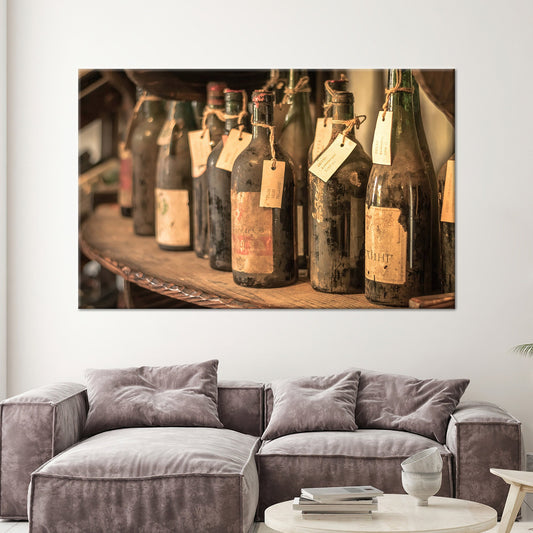 Vintage Wine Lover Wall Decor, Floating Frame Modern Canvas Print, Wine Art for Kitchen or Bar