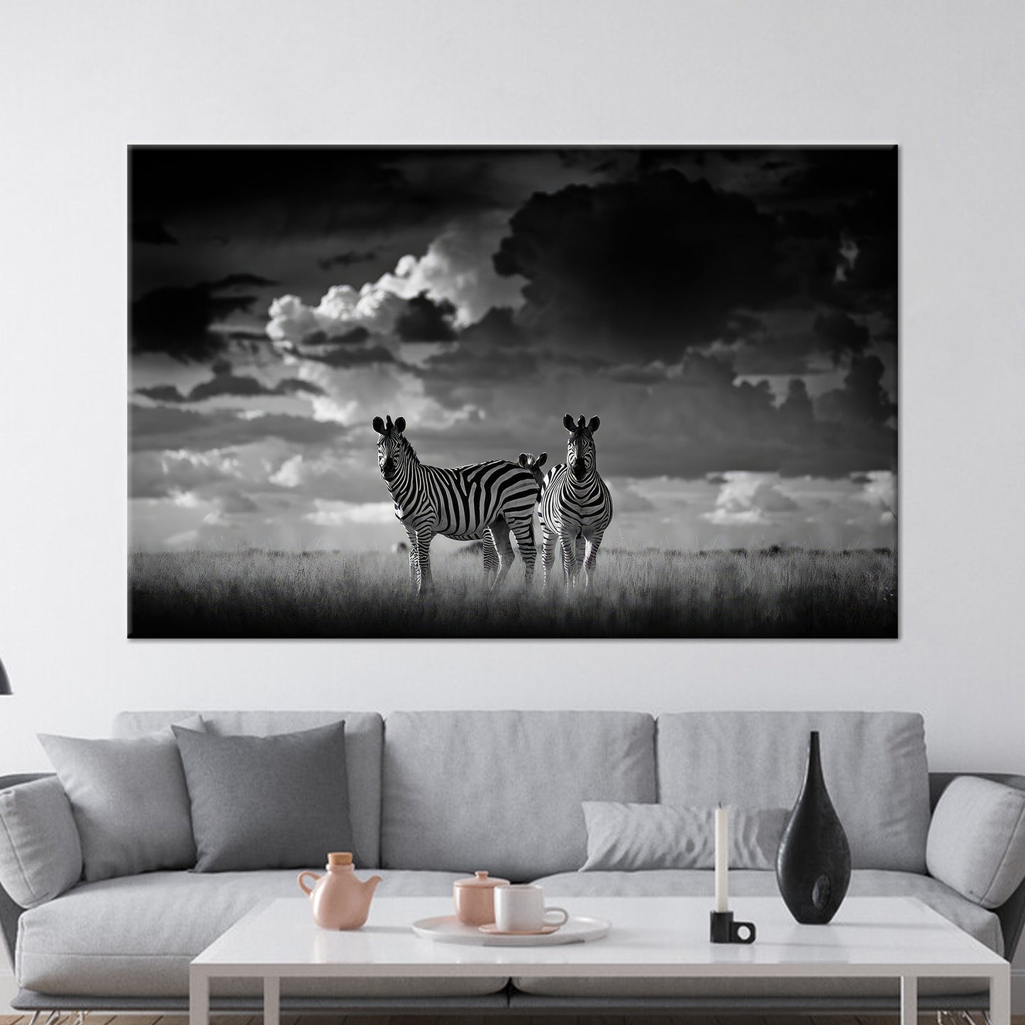 Black and White Zebra African Canvas Print