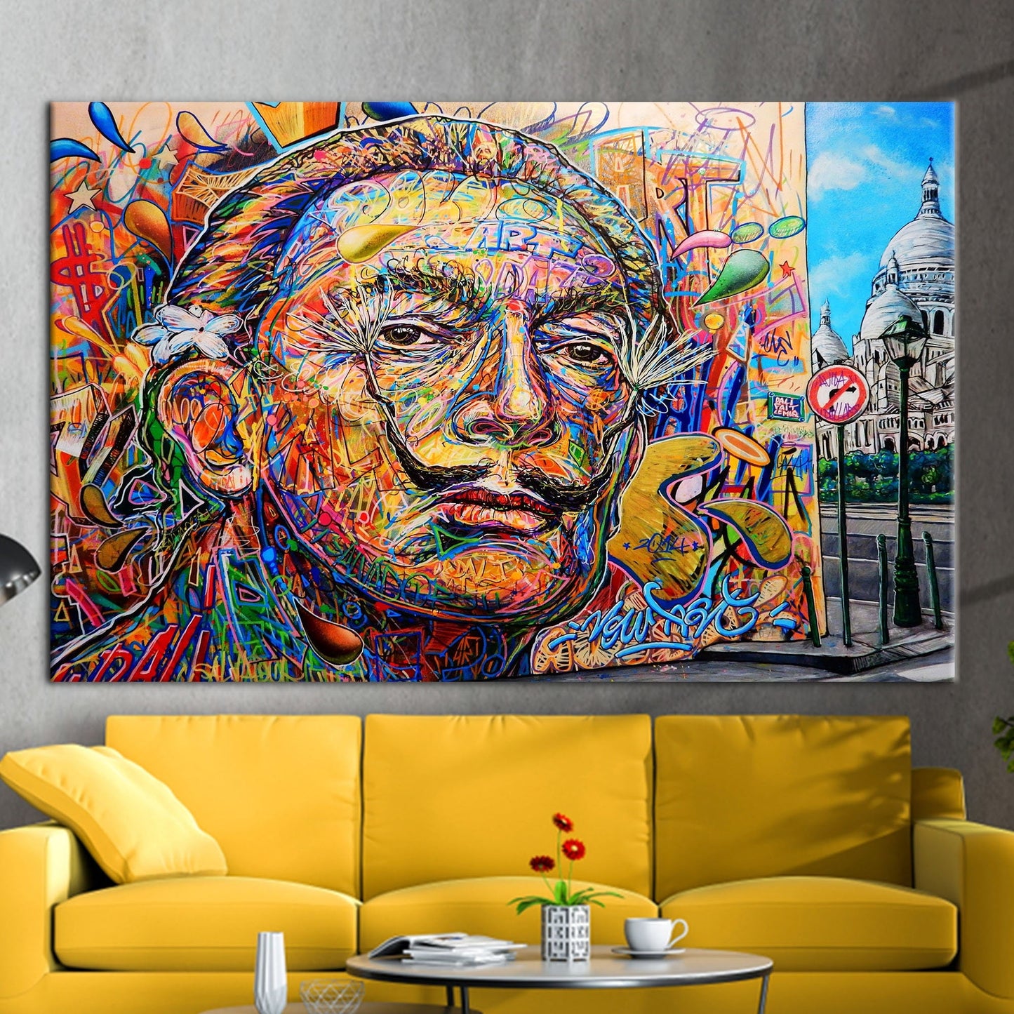 Salvador Dali Graffiti Colorful Abstract Canvas Print