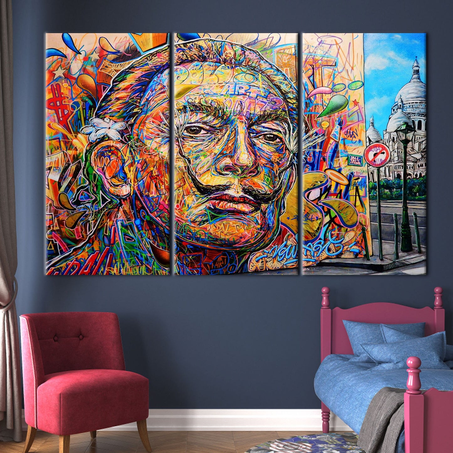 Salvador Dali Graffiti Colorful Abstract Canvas Print