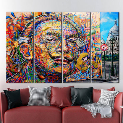 Salvador Dali Graffiti Colorful Abstract Canvas Print