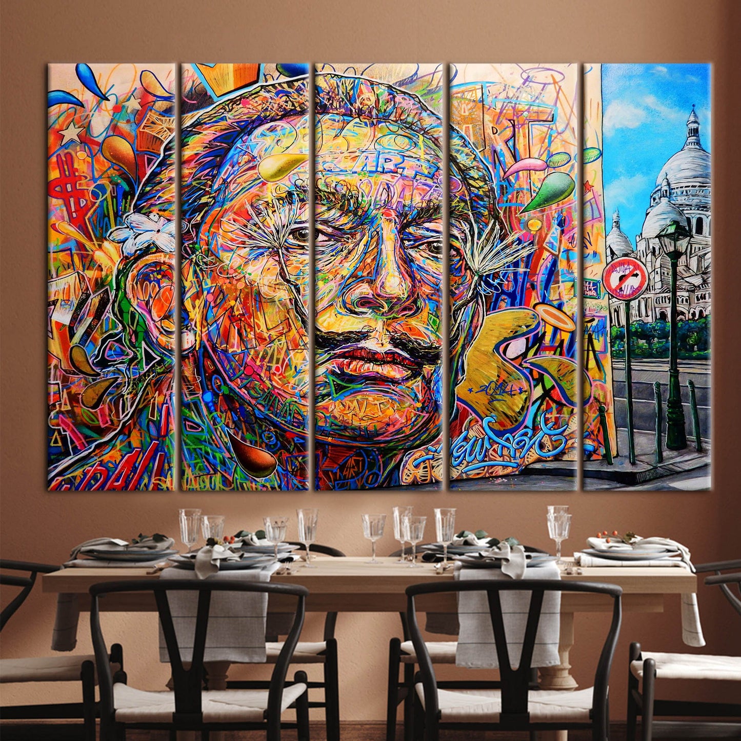 Salvador Dali Graffiti Colorful Abstract Canvas Print