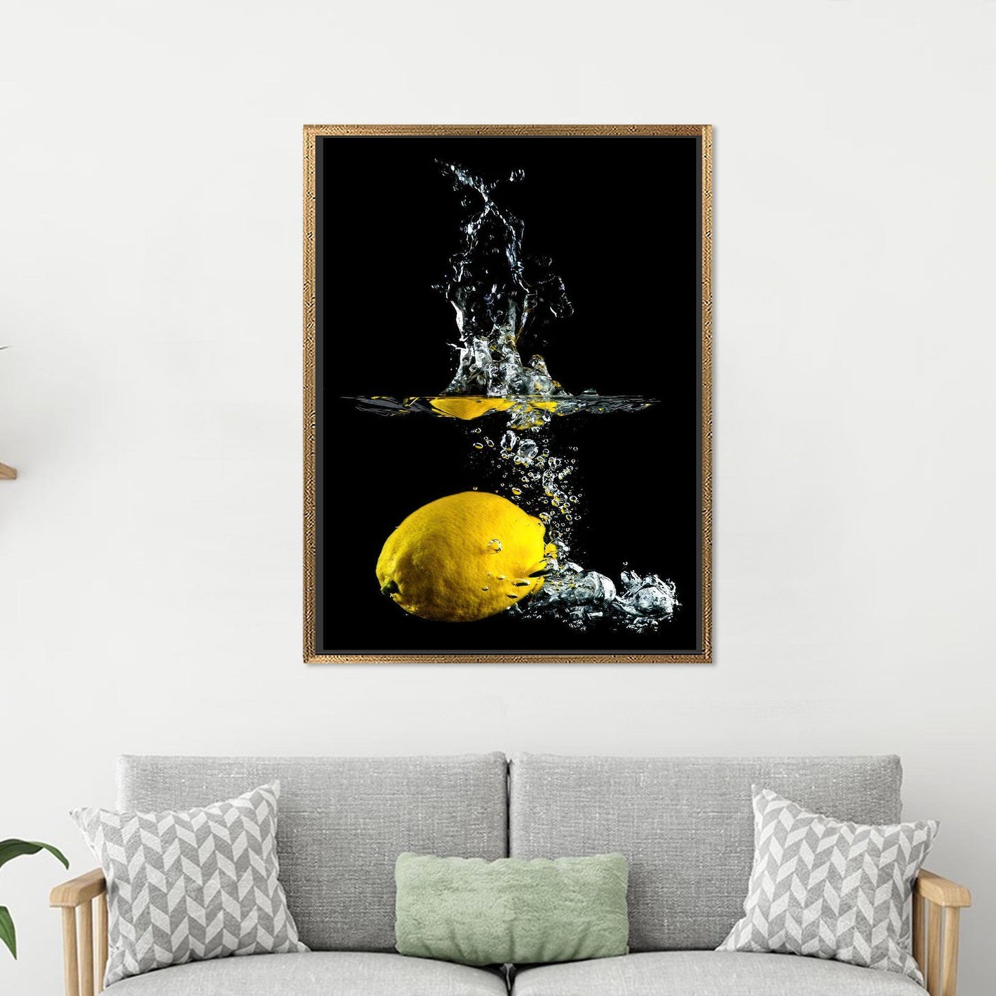 Black Lemon Yellow 3D Effect Canvas Print