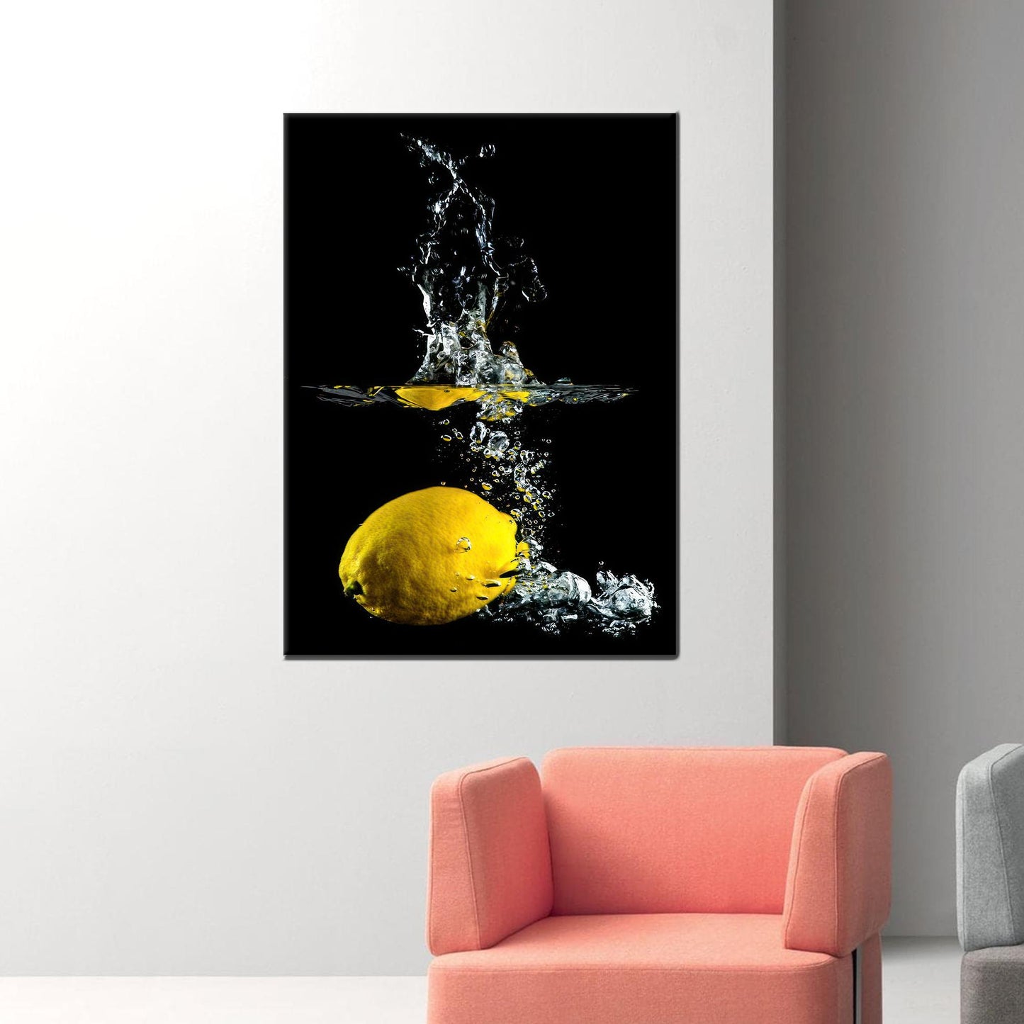 Black Lemon Yellow 3D Effect Canvas Print