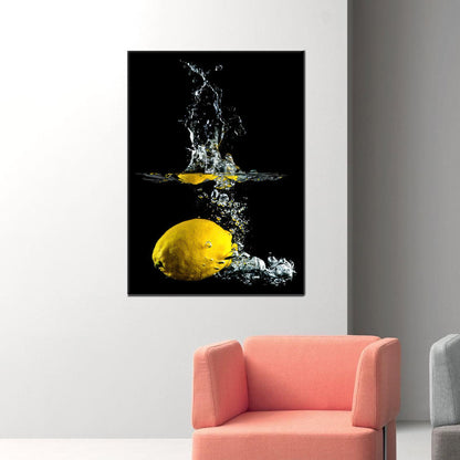 Black Lemon Yellow 3D Effect Canvas Print