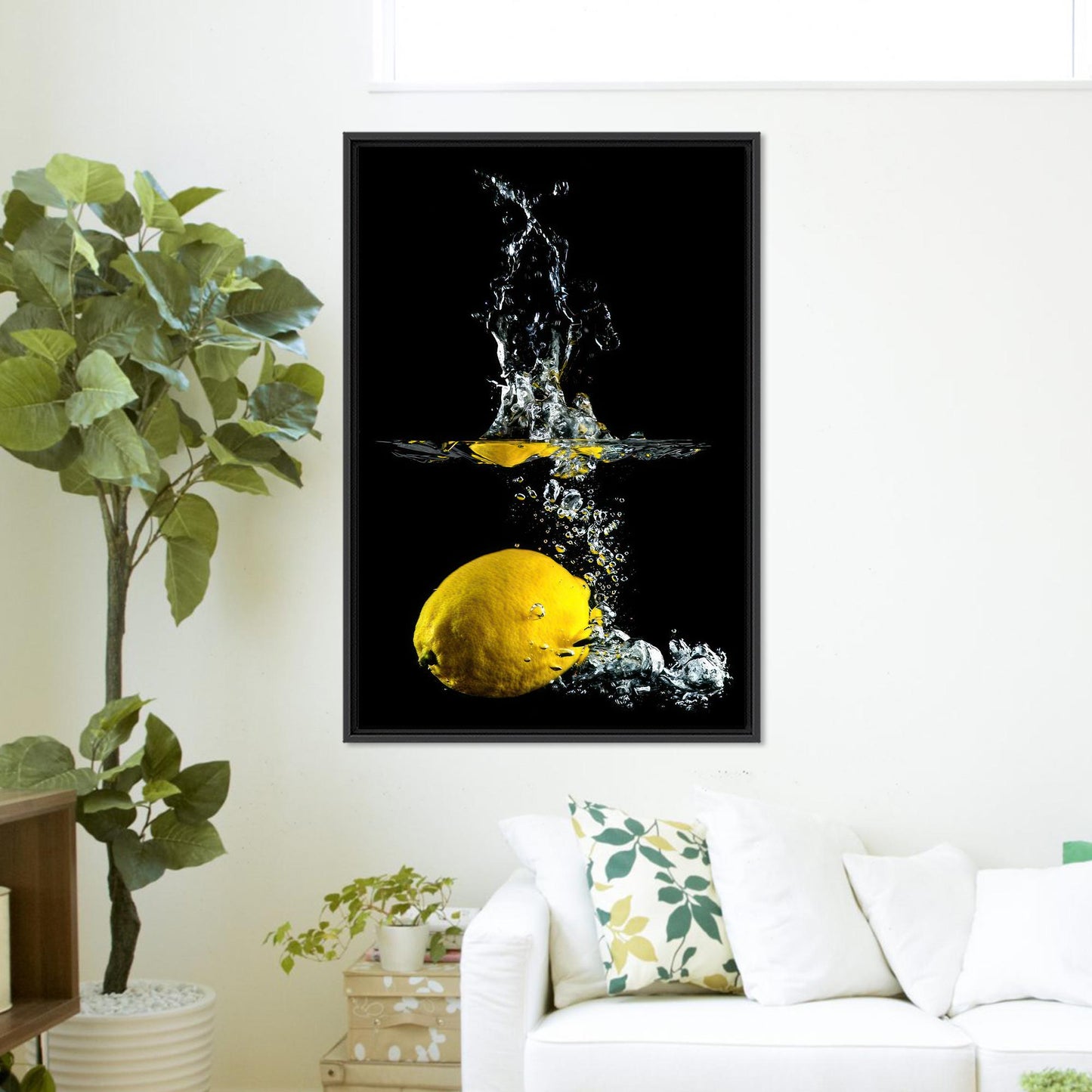 Black Lemon Yellow 3D Effect Canvas Print