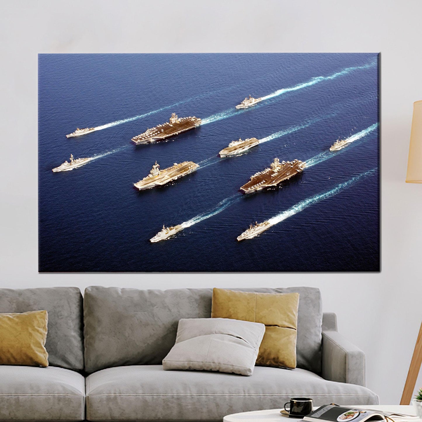 Navy Fleet Military Battleship Aircraft Canvas Print