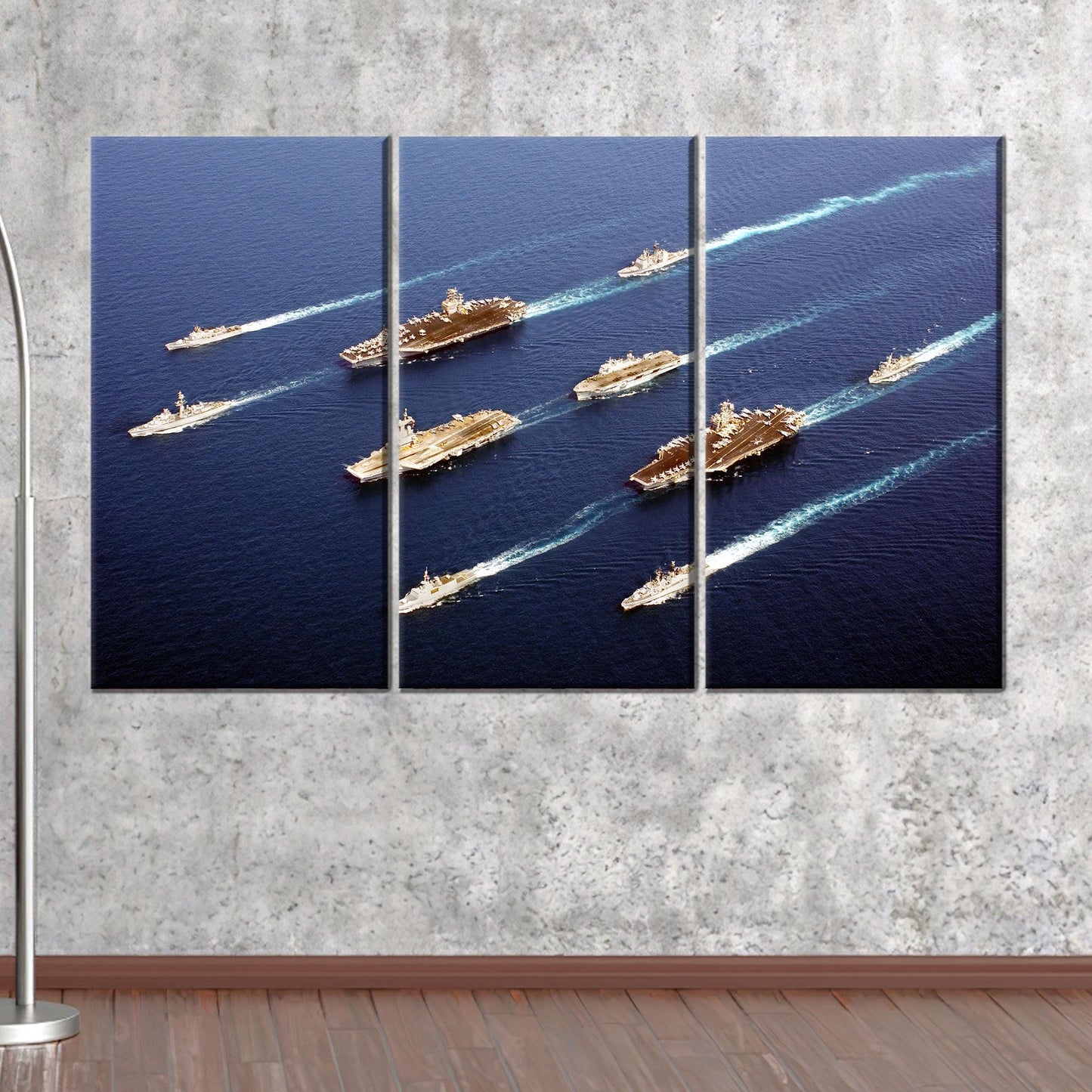 Navy Fleet Military Battleship Aircraft Canvas Print