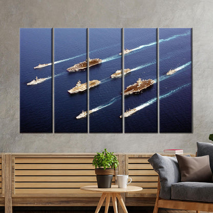 Navy Fleet Military Battleship Aircraft Canvas Print