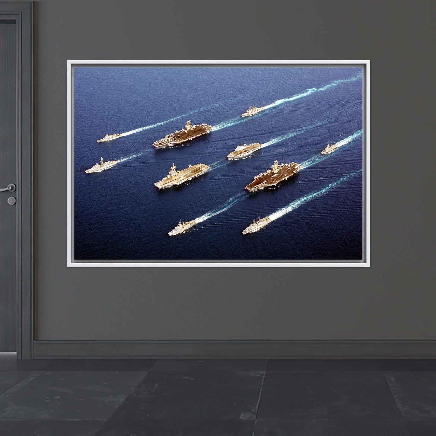 Navy Fleet Military Battleship Aircraft Canvas Print