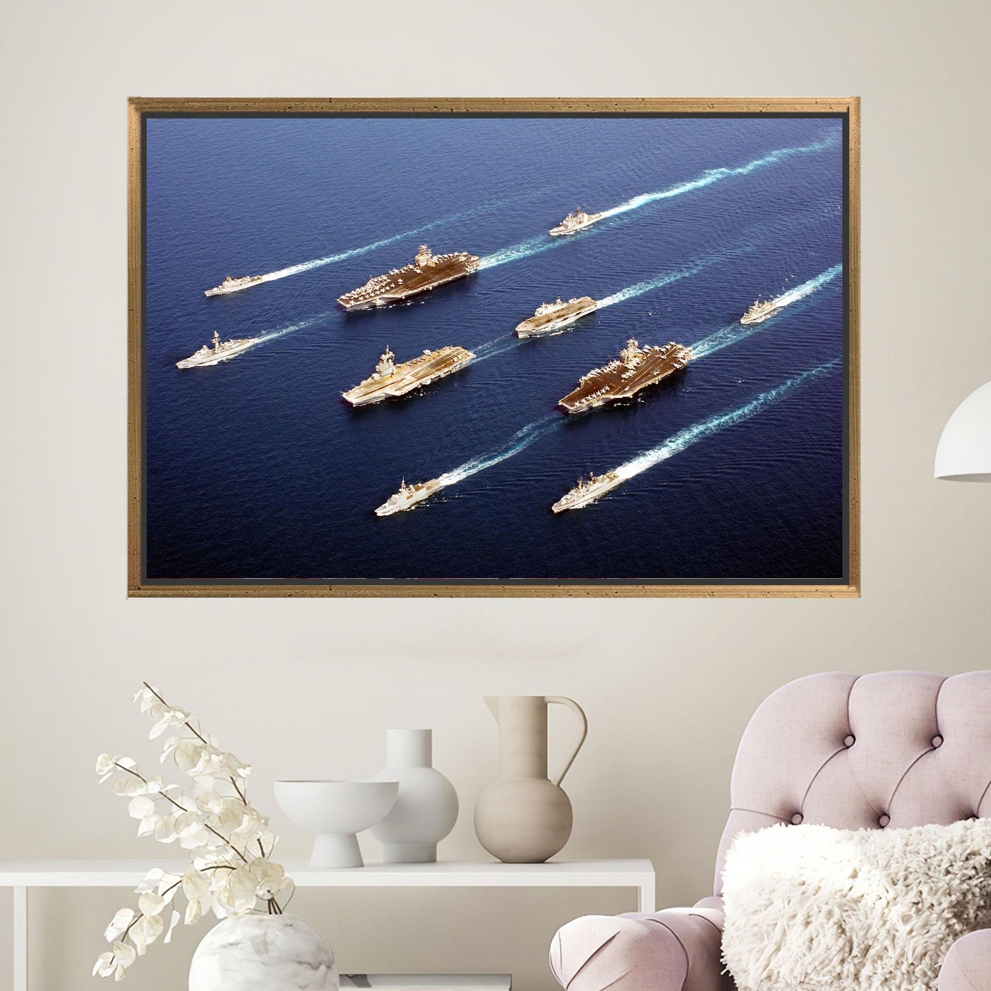Navy Fleet Military Battleship Aircraft Canvas Print