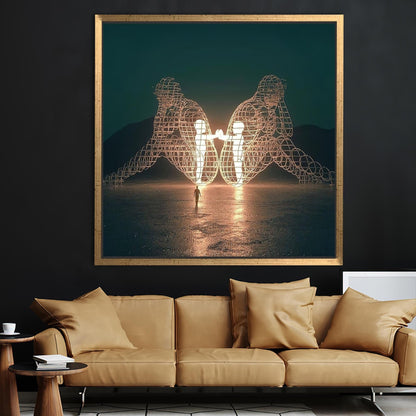 Two People Turning Their Backs Canvas Print