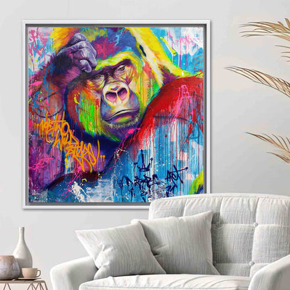 Chimp Abstract Monkey Thinking Gorilla Canvas Print