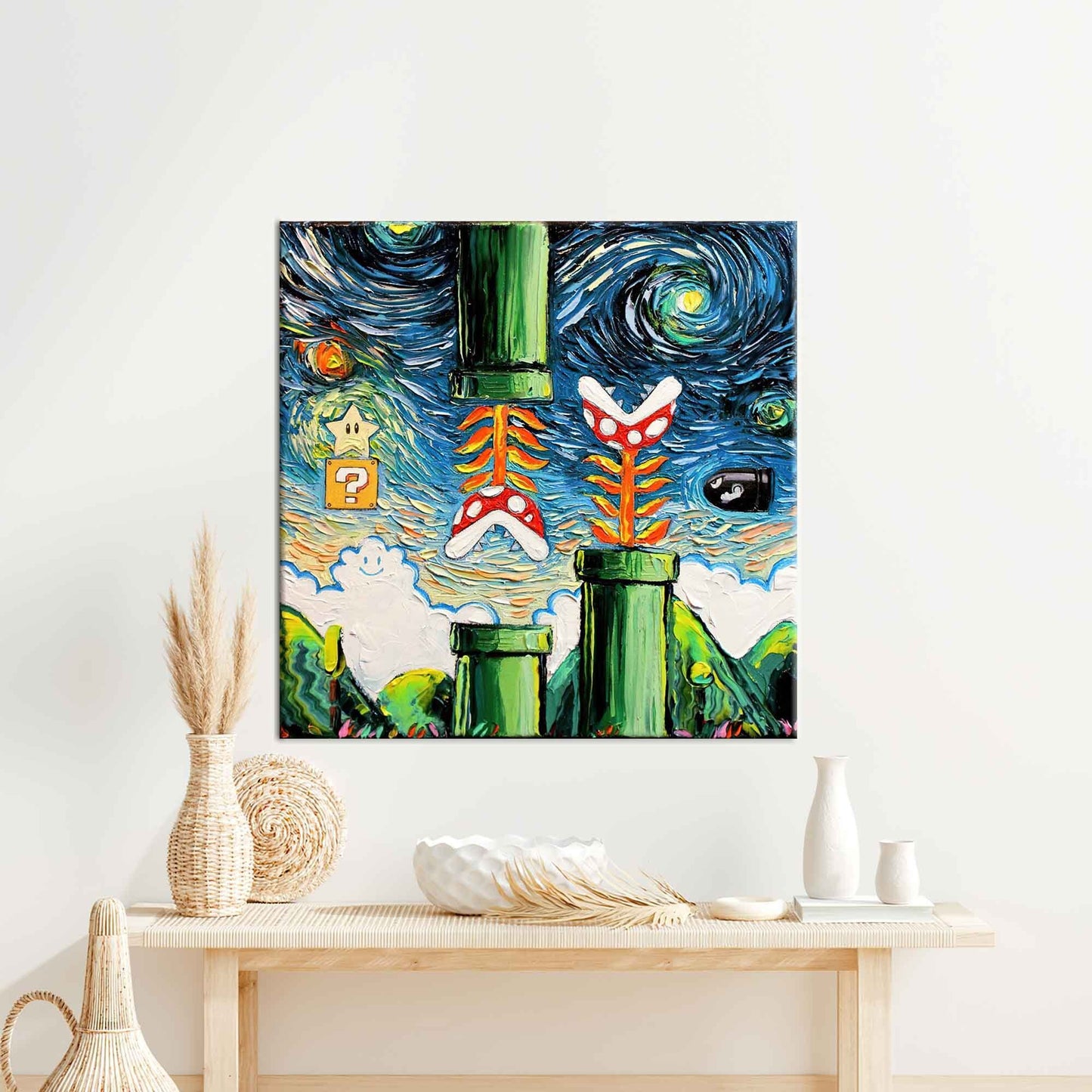 Van Gogh Style Mario Gaming Canvas Print