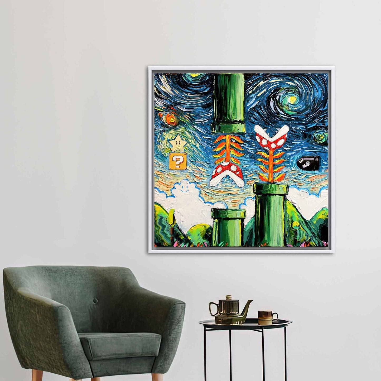 Van Gogh Style Mario Gaming Canvas Print
