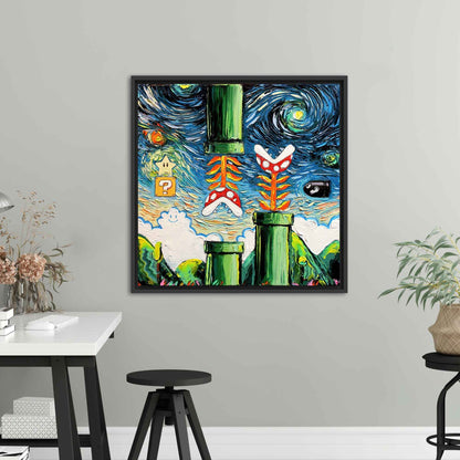 Van Gogh Style Mario Gaming Canvas Print