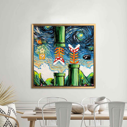Van Gogh Style Mario Gaming Canvas Print