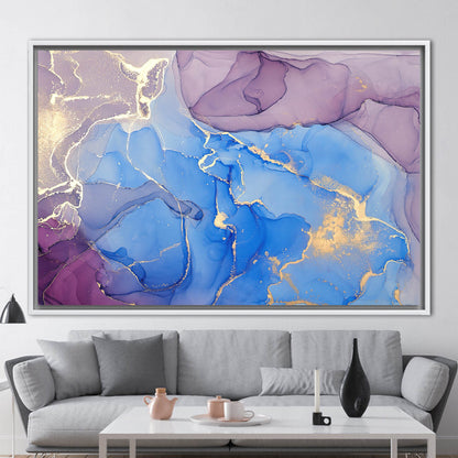 Blue Marble Gold Accents Alcohol Canvas Print