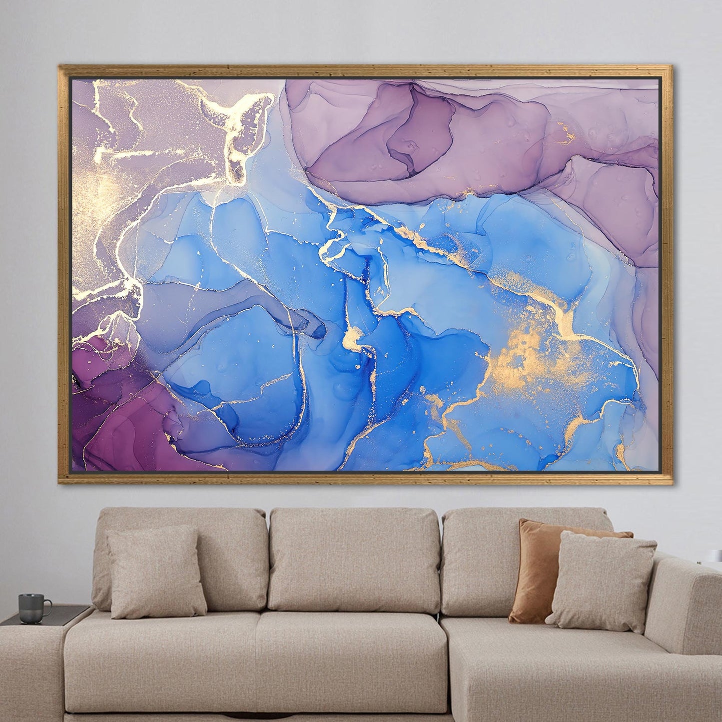 Blue Marble Gold Accents Alcohol Canvas Print