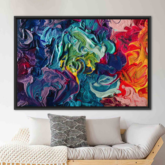 Modern Colorful Canvas Print - Abstract Oil Painting Wall Art for Contemporary Decor