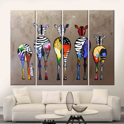 Colorful Five Zebra Banksy Street Canvas Print