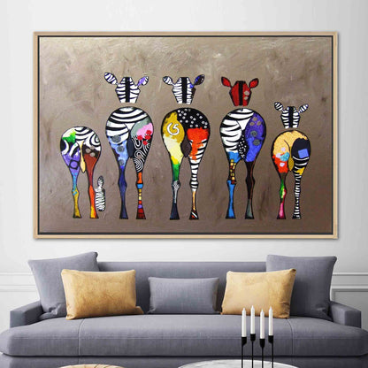 Colorful Five Zebra Banksy Street Canvas Print