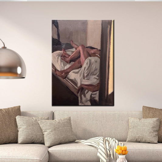Embracing Kissing Couple Canvas Print - Nude Art Canvas, Personalized Gift for Dad, Large Wall Art