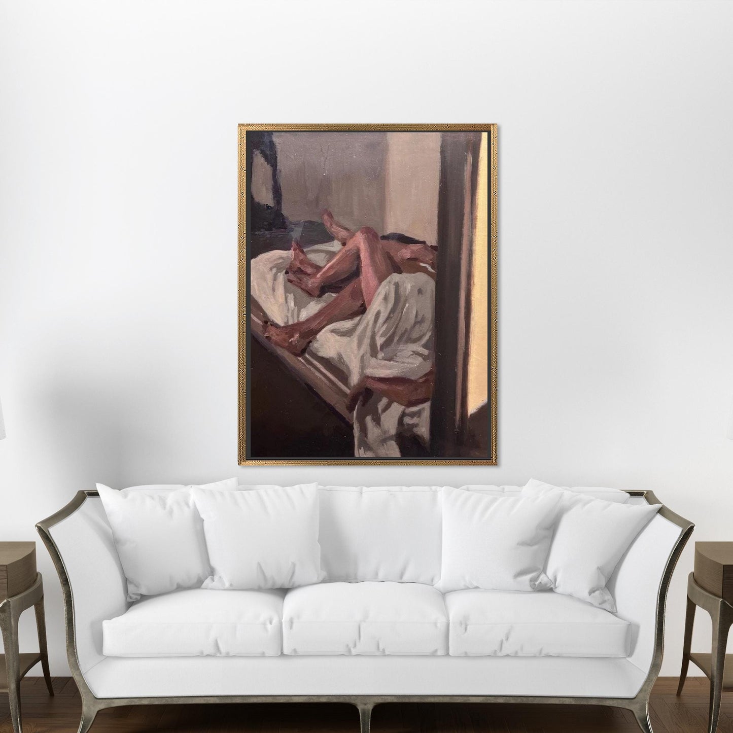 Embracing Kissing Couple Canvas Print - Nude Art Canvas, Personalized Gift for Dad, Large Wall Art