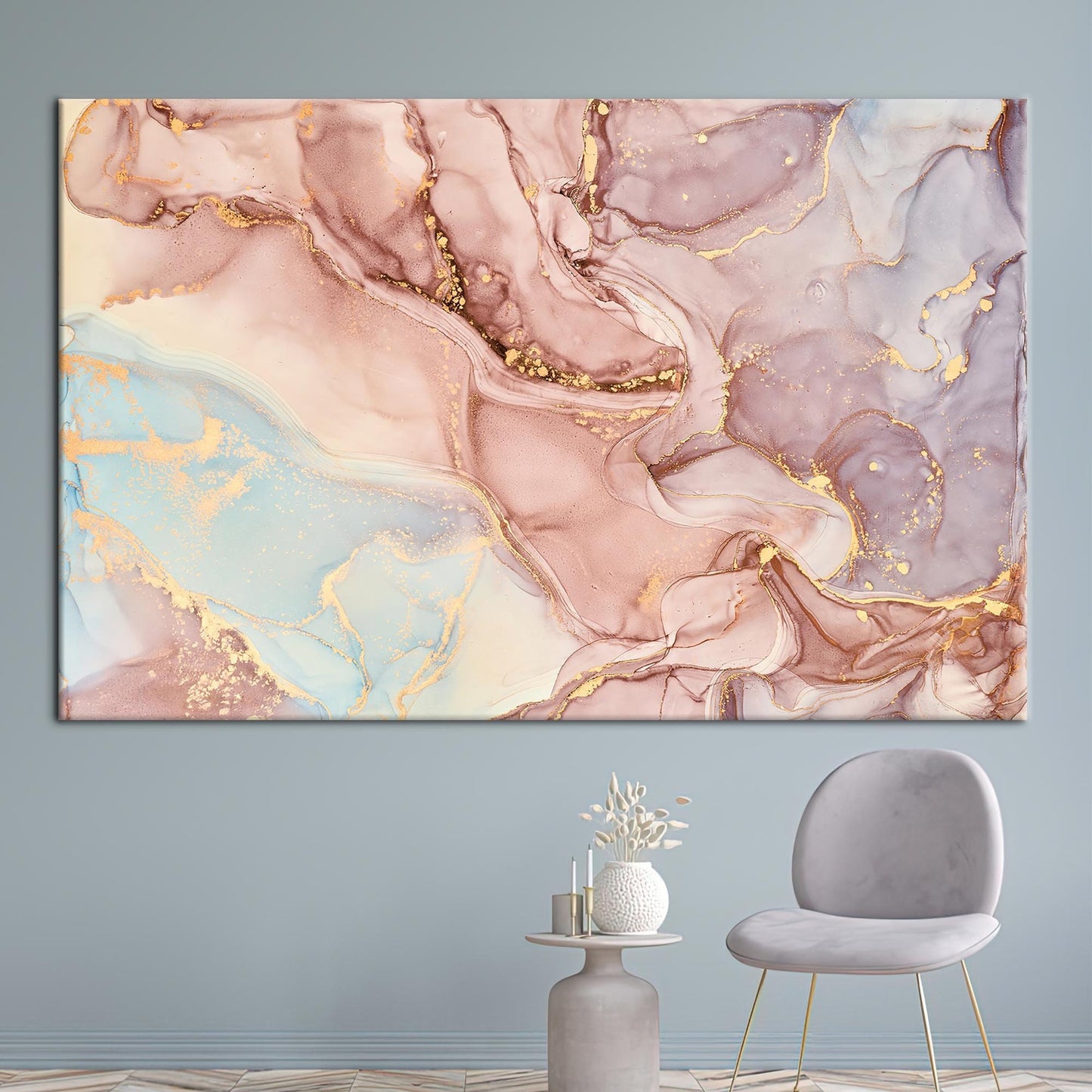 Alcohol Ink Marble Shimmery Tones Canvas Print