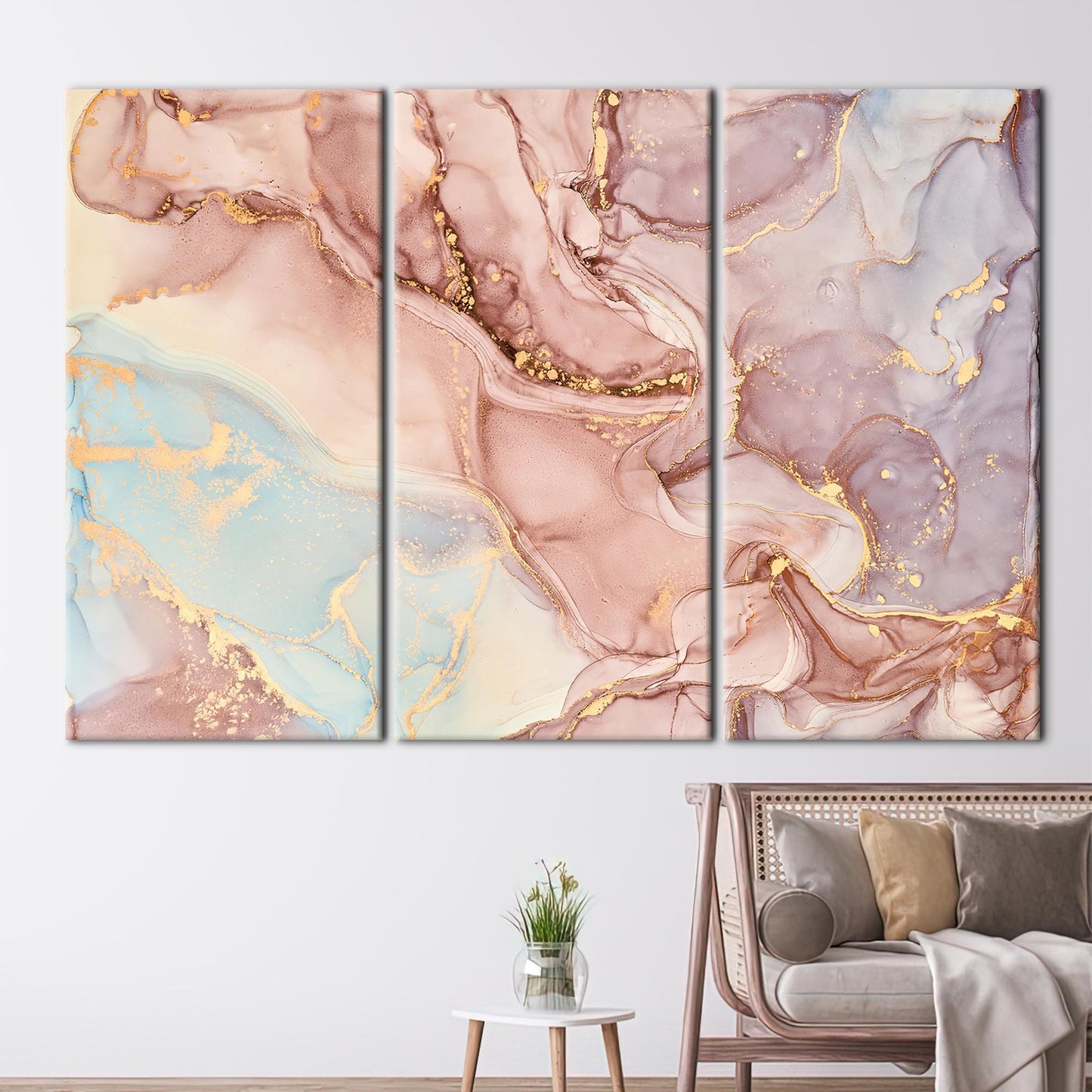 Alcohol Ink Marble Shimmery Tones Canvas Print
