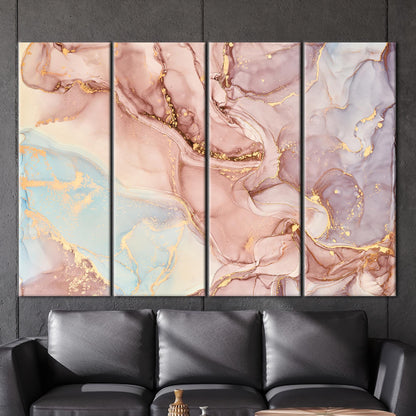 Alcohol Ink Marble Shimmery Tones Canvas Print