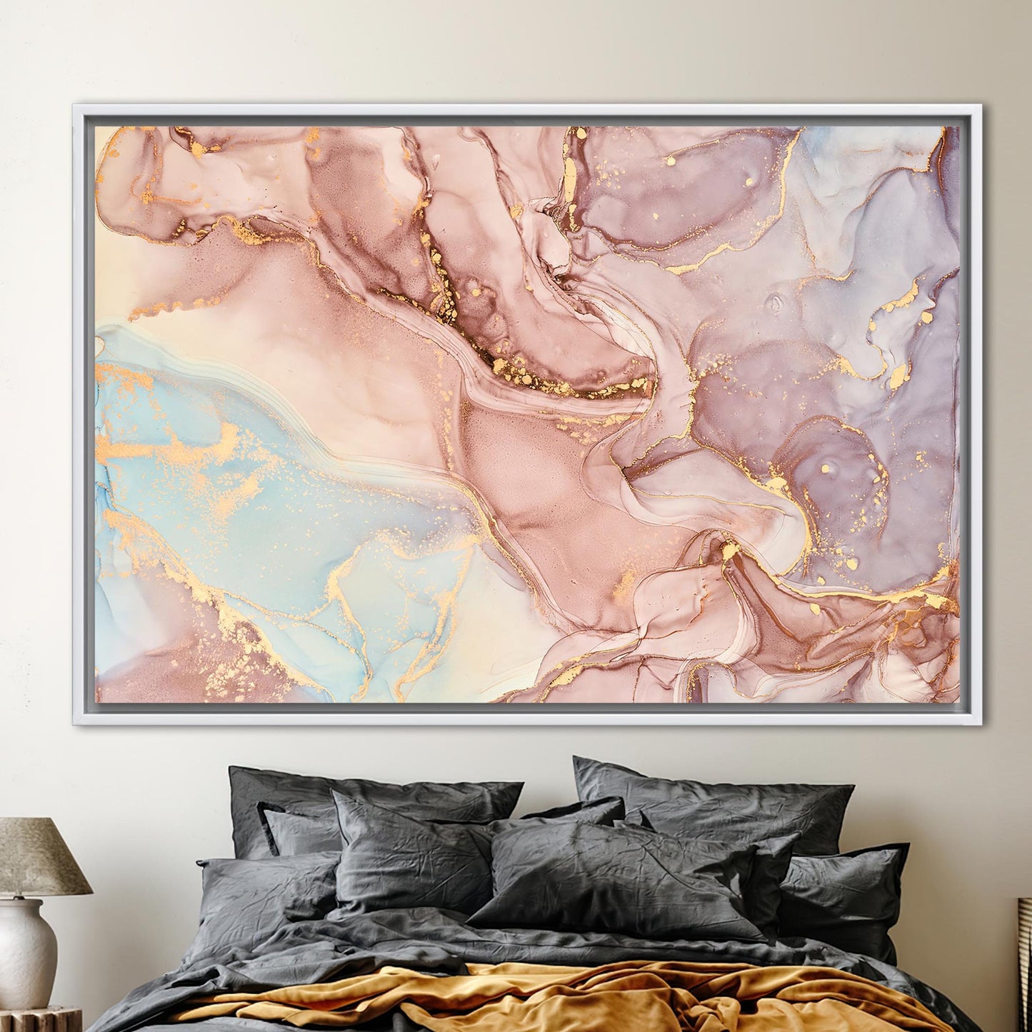Alcohol Ink Marble Shimmery Tones Canvas Print