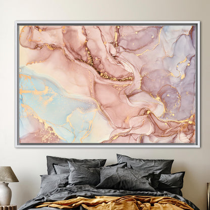Alcohol Ink Marble Shimmery Tones Canvas Print