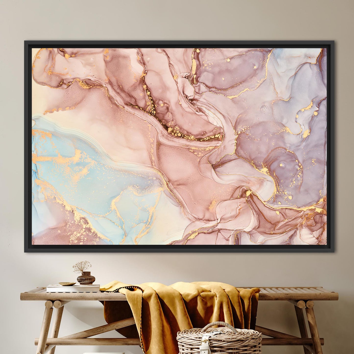 Alcohol Ink Marble Shimmery Tones Canvas Print