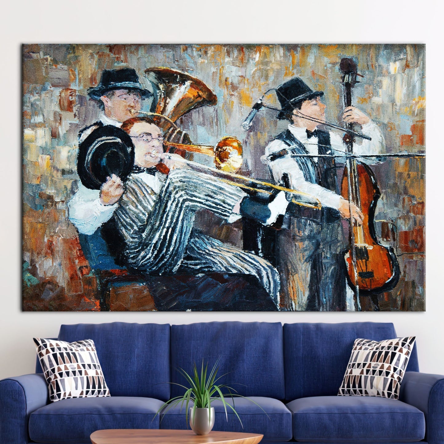 Jazz Cello Fashion Oil Painting Canvas Print