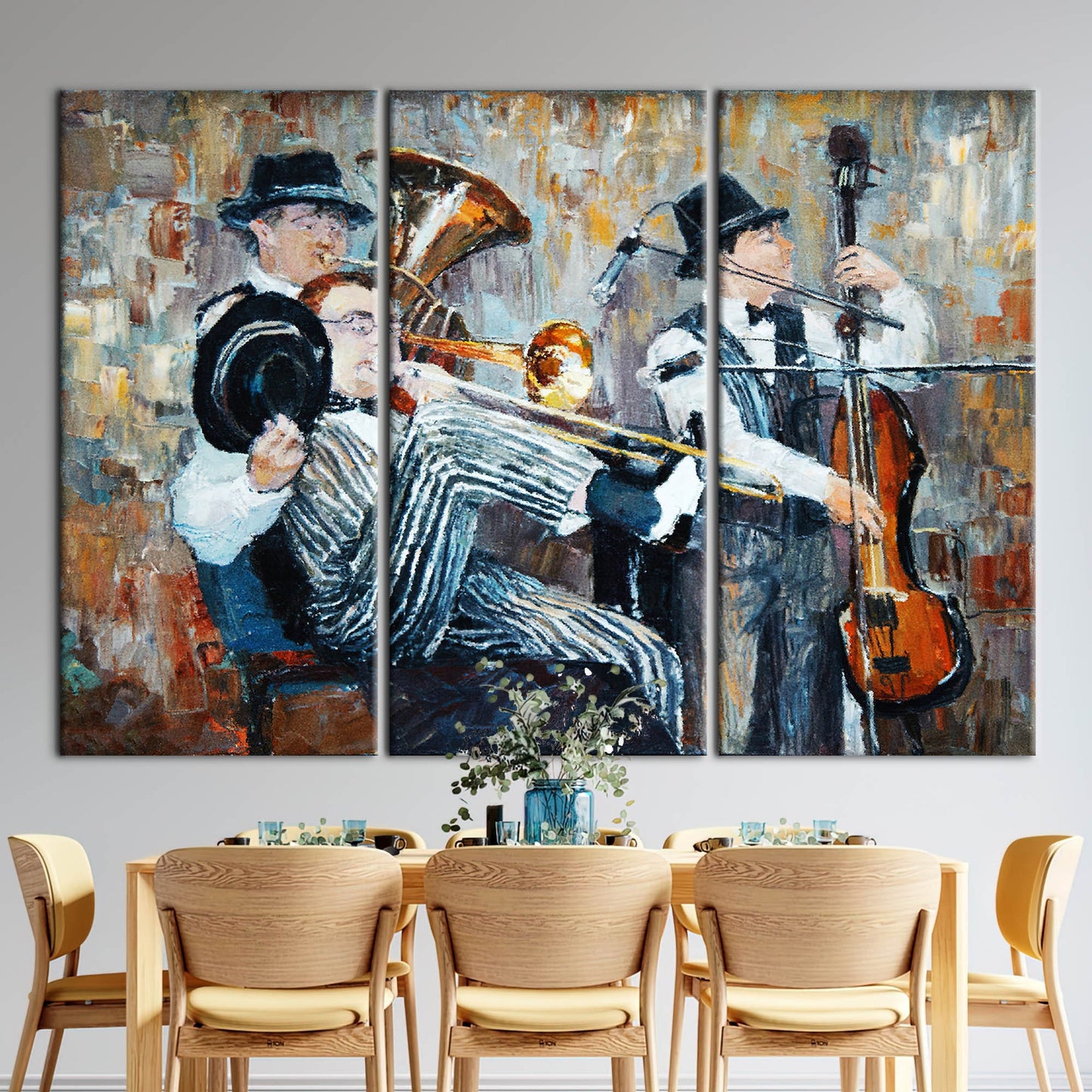 Jazz Cello Fashion Oil Painting Canvas Print
