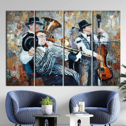 Jazz Cello Fashion Oil Painting Canvas Print